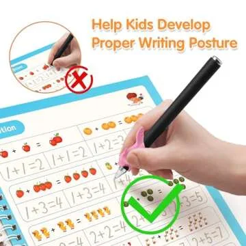 Helsort Large Magic Grooved Practice Copybook for Kids, Reusable Grooved Handwriting Workbook, Learn to Write Number Letter Tracing for Kids Ages 3-8 Kindergarten Preschool Calligraphy 10.2×7.3"