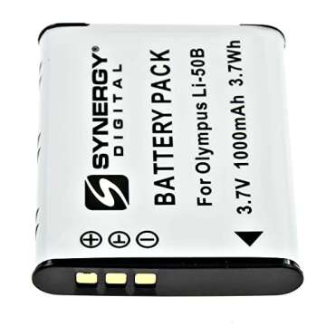 Synergy Digital Camera Battery, Compatible with Ricoh WG-70 Digital Camera, (Li-Ion, 3.7V, 1000 mAh) Ultra High Capacity, Replacement for Pentax DL-i92 Battery