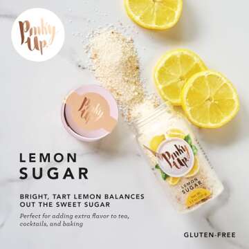 Pinky Up Lemon Sugar, 3.5oz Yellow Flavored Sugar, Sugar Rimmer for Cocktails, Sanding Sugar, Cockta...