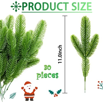 MEMOVAN 30 pcs Artificial Pine Branches for Holiday Decor