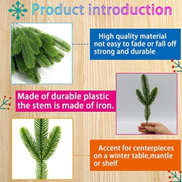 MEMOVAN 30 pcs Artificial Pine Branches for Holiday Decor