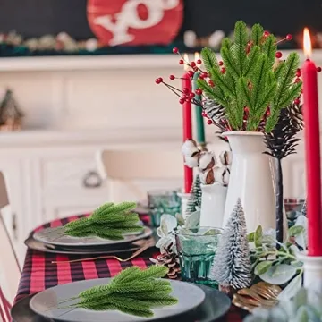 MEMOVAN 30 pcs Artificial Pine Branches for Holiday Decor