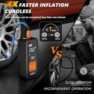 Portable Tire Inflator with LED Light and Digital Gauge