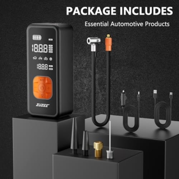 Portable Tire Inflator with LED Light and Digital Gauge