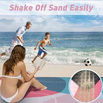 PY SUPER MODE Picnic Blankets Extra Large, Waterproof Foldable Outdoor Beach Blanket Oversized 83x79” Sandproof, 3-Layer Picnic Mat for Camping, Hiking, Travel, Park, Concerts(Abstract Pink)