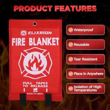 ELIXRION Portable Fire Extinguisher Blanket for Safety