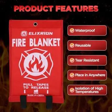 ELIXRION Portable Fire Extinguisher Blanket for Safety