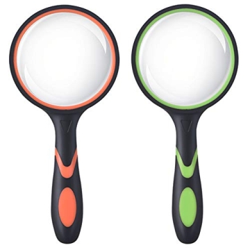 NIACONN 2 PCs 5X Handheld Magnifying Glass Shatterproof Reading Magnifier for Seniors and Kids, 75mm...