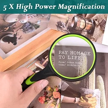 NIACONN 5X Magnifying Glass for Seniors and Kids