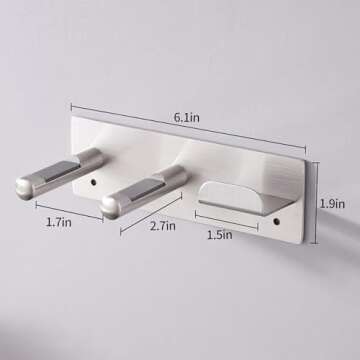 BANJEKT Hair Dryer Holder, SUS304 Adhesive Blow Dryer Holder Wall Mounted Compatible with Dyson Hair Dryer, Hair Dryer Organizer Dyson Hair Dryer Wall Mount