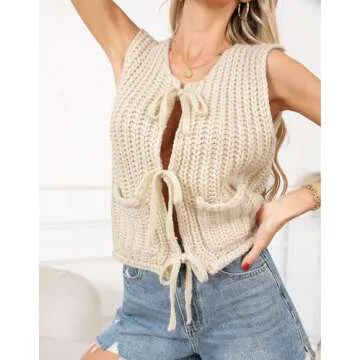 Trendy Cardigan Sweater Vest for Women - Crochet Top
