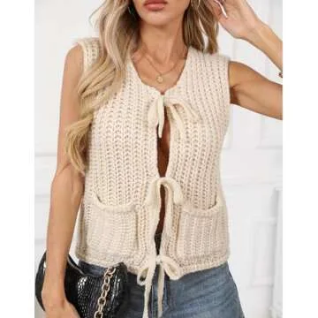 Trendy Cardigan Sweater Vest for Women - Crochet Top