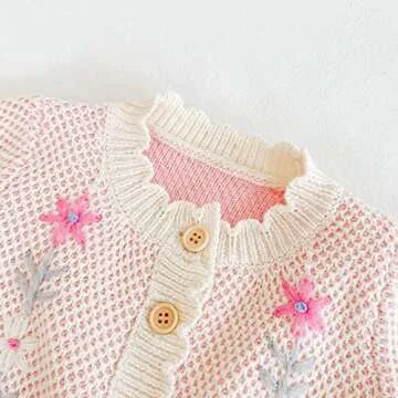 Simplee kids Baby Sweater Valentine's Day Cardigan Embroidery Flower Knit Coat for Winter Spring for 2-3T