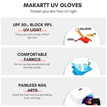 Makartt UV Gloves - UPF 50+ Protective Nail Art Gloves