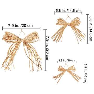 36 PCS Assorted Size Natural Raffia Bows Pre-Tied Raffia Paper Bows Raffia Twist Tie Bows Decorative Bows Craft for Holiday Floral Arrangement Bouquets Gift Packaging Wreaths Garlands Rustic Decor