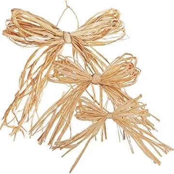 36 PCS Assorted Size Natural Raffia Bows Pre-Tied Raffia Paper Bows Raffia Twist Tie Bows Decorative Bows Craft for Holiday Floral Arrangement Bouquets Gift Packaging Wreaths Garlands Rustic Decor
