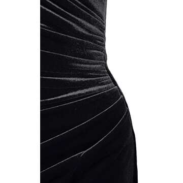 Joukavor Women Sexy Off Shoulder Ruched Bodycon Vintage Cocktail Velvet Maxi Dress Sleeveless Wedding Guest Dresses (Black-01,Small)
