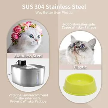 iPettie Stainless Steel Cat Water Fountain, 4L Capacity