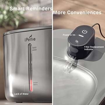 iPettie Stainless Steel Cat Water Fountain, 4L Capacity