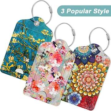 Rimilak 3 Pcs PU Leather Luggage Tags for Suitcase, Travel Cruise Luggage Tag with Privacy Flap, Nam...
