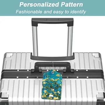 Rimilak 3 Pcs PU Leather Luggage Tags for Suitcase, Travel Cruise Luggage Tag with Privacy Flap, Name ID Label and Metal Loop for Women Men Baggage Handbag School Bag Backpack, Watercolor Flowers