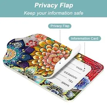 Rimilak 3 Pcs PU Leather Luggage Tags for Suitcase, Travel Cruise Luggage Tag with Privacy Flap, Name ID Label and Metal Loop for Women Men Baggage Handbag School Bag Backpack, Watercolor Flowers