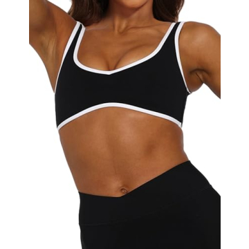 AIHUKOCY Women's Color Block Plunge V Neck Sports Bra for Ultimate Comfort and Style