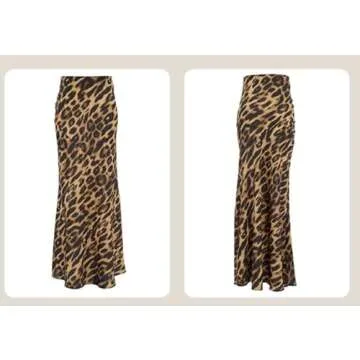 Trendy Leopard Print Satin Maxi Skirt for Women