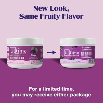 Ultima Replenisher Daily Electrolyte Powder Drink Mix – Grape, 30 Servings – Hydration Powder with 6 Key Electrolytes and Trace Minerals – Keto Friendly, Vegan, Non-GMO and Sugar-Free
