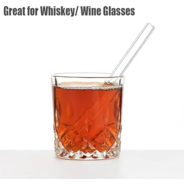 ALINK Short Glass Straws - Eco-Friendly 6 Inch Drinking Straws