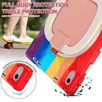 BATYUE Case for iPad 10th Generation, Shockproof Protection Cover for 2022 10.9-inch iPad (10th Generation) with Screen Protector/Pencil Holder/360° Swivel Stand/Shoulder Strap, for kids -Colorful Red