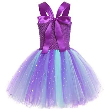 Koatobbor Girls Mermaid Costume Mermaid Tutu Dress Color Led Light Up for Halloween Birthday Party 3-8Years