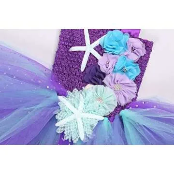 Koatobbor Girls Mermaid Costume Mermaid Tutu Dress Color Led Light Up for Halloween Birthday Party 3-8Years