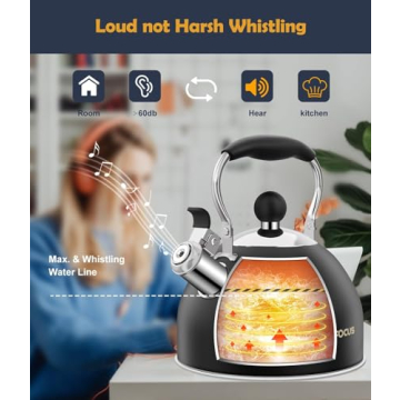 Durable Stainless Steel Whistling Tea Kettle 2 Quart