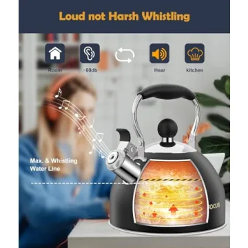 Durable Stainless Steel Whistling Tea Kettle 2 Quart