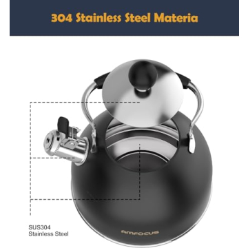 Durable Stainless Steel Whistling Tea Kettle 2 Quart