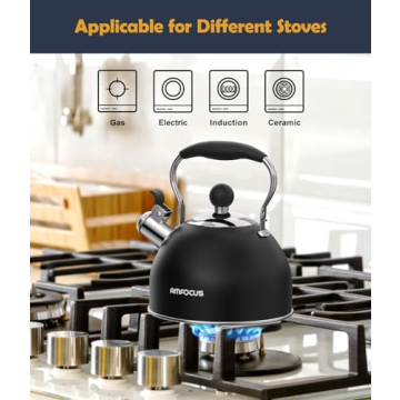 Durable Stainless Steel Whistling Tea Kettle 2 Quart