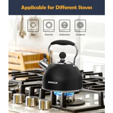 Durable Stainless Steel Whistling Tea Kettle 2 Quart