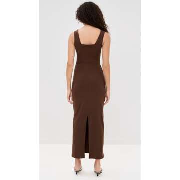 LE BOP Women's Juliette Dress, Chocolate, Brown, XS