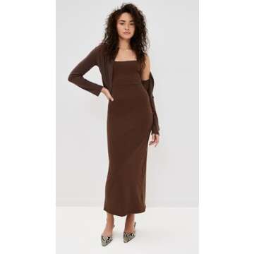LE BOP Women's Juliette Dress, Chocolate, Brown, XS