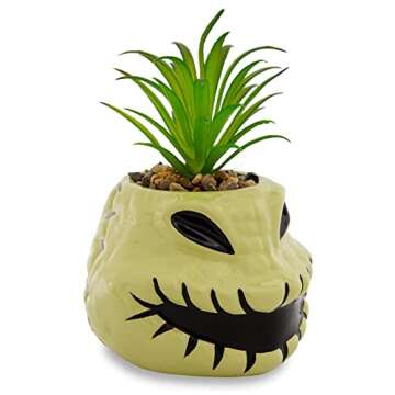 Disney The Nightmare Before Christmas Oogie Boogie 4-Inch Ceramic Mini Planter With Artificial Succu...