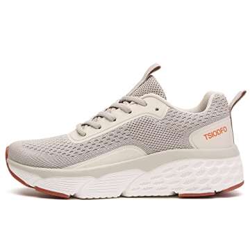 TSIODFO Walking Shoes for Women Sneakers Beige Size 7.5 Comfort Fashion Casual Running Tennis Shoe Ladies Runner Gym Workout Jogging Sneaker