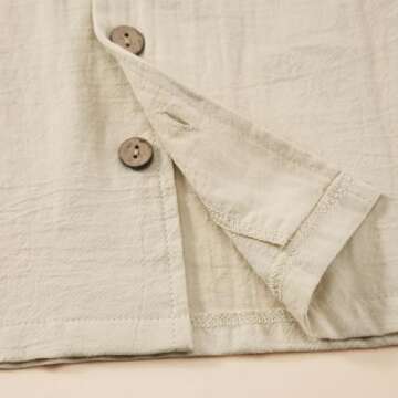 Baby Boy Clothes Set Toddler Summer Outfit Cotton Linen Short Sleeve T-Shirt Top Pocket Button-Down Shirt Short Set Khaki