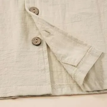 Baby Boy Clothes Set Toddler Summer Outfit Cotton Linen Short Sleeve T-Shirt Top Pocket Button-Down Shirt Short Set Khaki