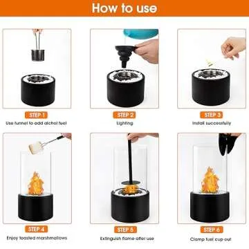 Tabletop Fire Pit Bowl Mini Table Top Firepit Patio Decor for Women Portable Fireplace Indoor/Outdoor Smores Maker Rubbing Alcohol