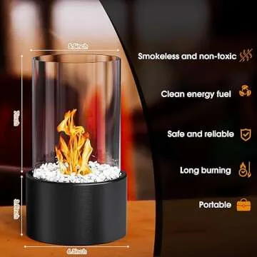 Tabletop Fire Pit Bowl Mini Table Top Firepit Patio Decor for Women Portable Fireplace Indoor/Outdoor Smores Maker Rubbing Alcohol