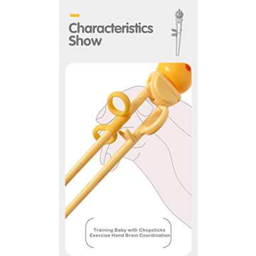 Goryeo Baby Training Chopsticks for Kids - Use Completely Harmless Material - Anti-dislocation Buckle Design - Includes Portable Box (Yellow)