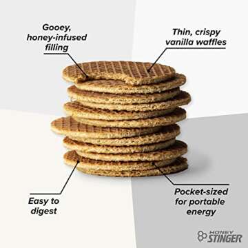 Honey Stinger Organic Vanilla Waffle | Energy Stroopwafel for Exercise, Endurance and Performance | Sports Nutrition for Home & Gym, Pre and Post Workout | Box of 16 Waffles, 16.96 Ounce