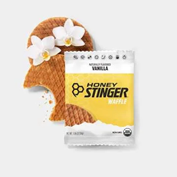 Honey Stinger Organic Vanilla Waffle | Energy Stroopwafel for Exercise, Endurance and Performance | Sports Nutrition for Home & Gym, Pre and Post Workout | Box of 16 Waffles, 16.96 Ounce