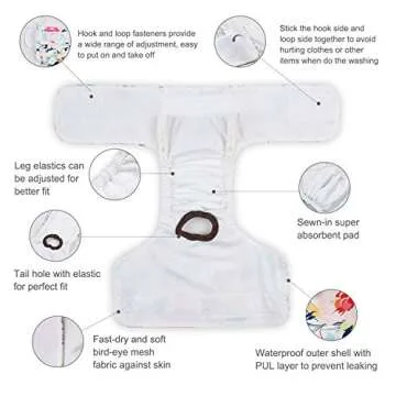 CuteBone Female Dog Diapers - Washable & Reusable for Comfort